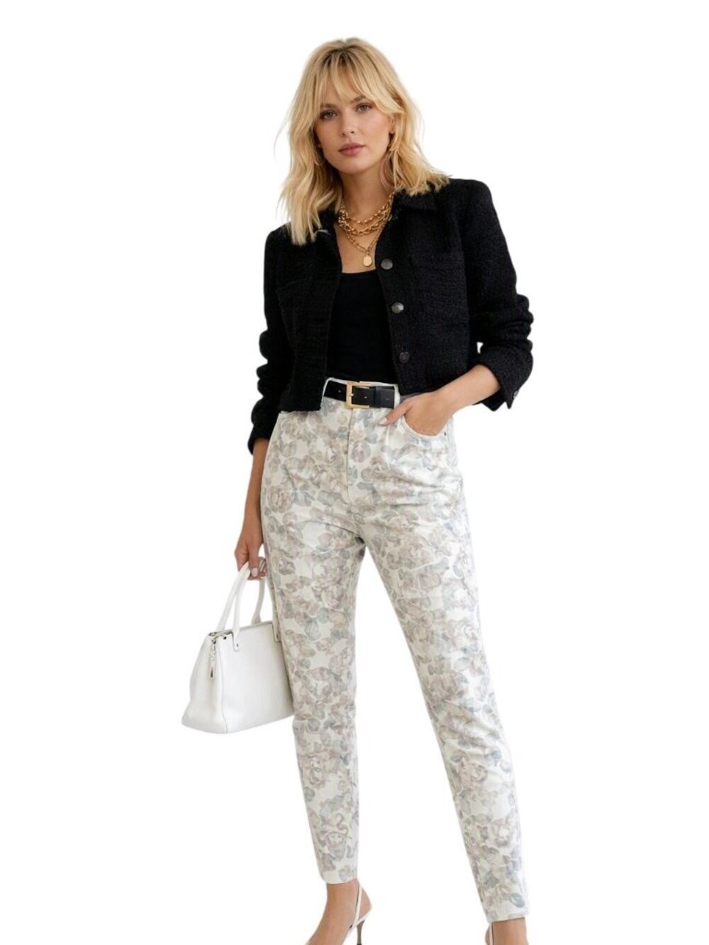NWT Seven 7 White High Rise Skinny Jeans Floral Print 5 Stretch Denim Comfort 14